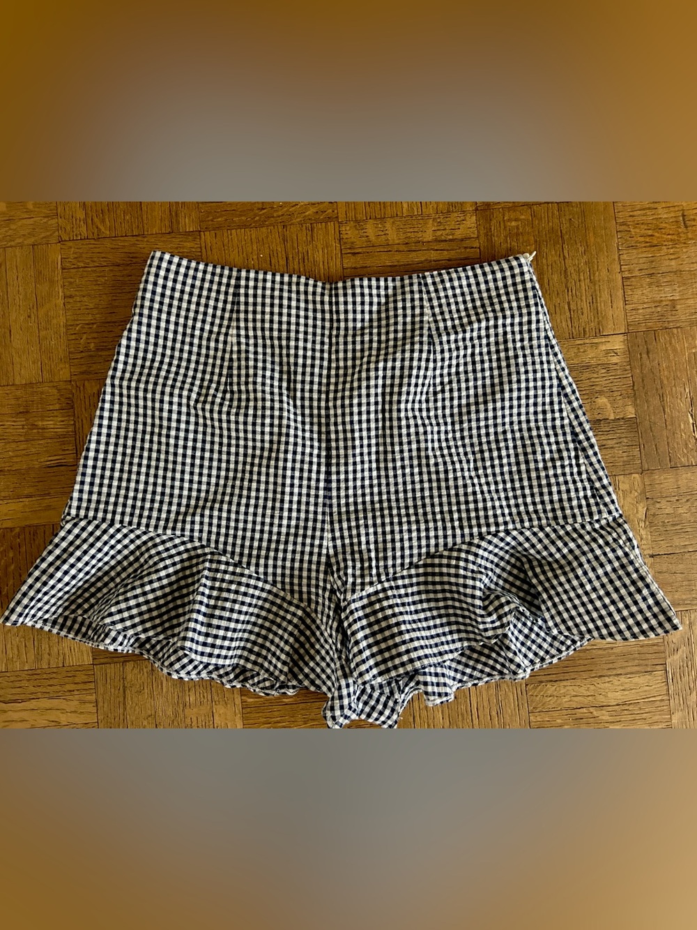 Cute Ruffle ZARA Black & White Gingham Seersucker Shorts Womens XS